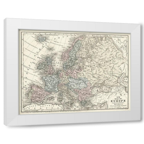 Mitchells Map of Europe White Modern Wood Framed Art Print by Mitchell