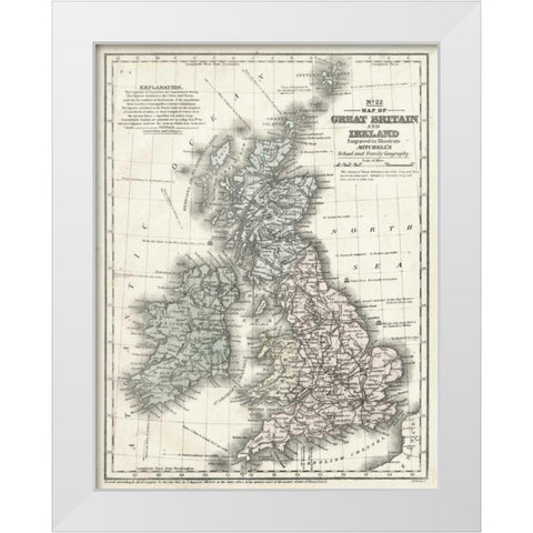 Mitchells Map of Great Britain and Ireland White Modern Wood Framed Art Print by Mitchell