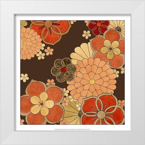 Cascading Blooms in Tangerine II White Modern Wood Framed Art Print by Vess, June Erica