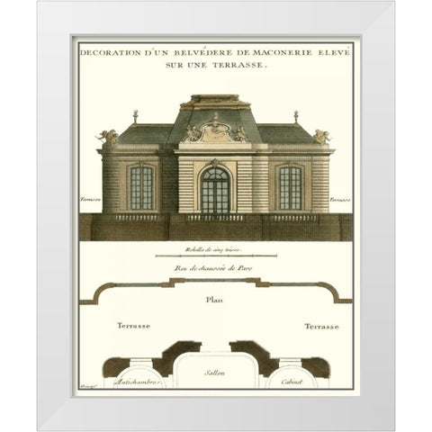 Belvedere Palace I White Modern Wood Framed Art Print by Unknown