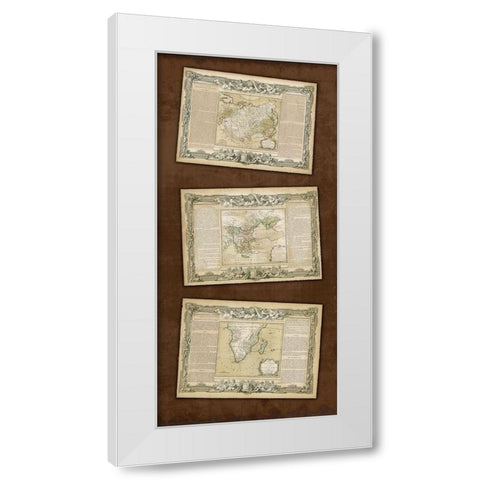 Weathered Maps I White Modern Wood Framed Art Print by Vision Studio