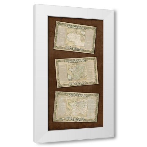 Weathered Maps III White Modern Wood Framed Art Print by Vision Studio