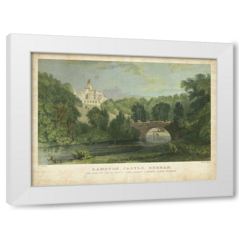 Lambton Castle White Modern Wood Framed Art Print by Allom, T.