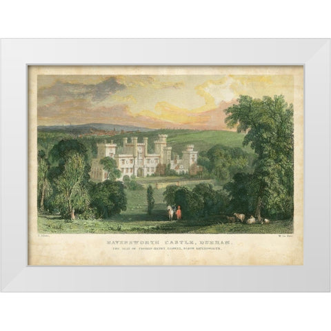 Ravensworth Castle White Modern Wood Framed Art Print by Allom, T.