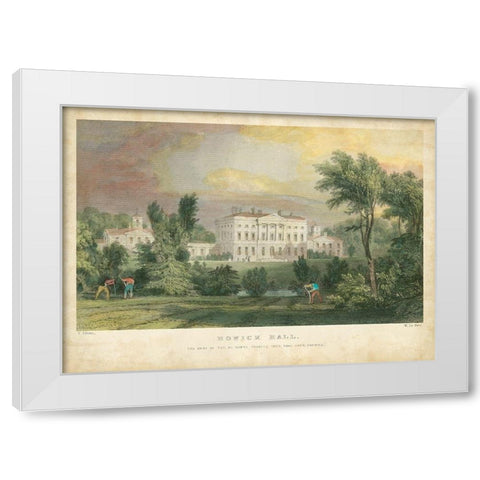 Howick Hall White Modern Wood Framed Art Print by Allom, T.