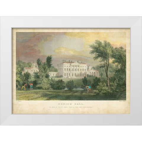 Howick Hall White Modern Wood Framed Art Print by Allom, T.