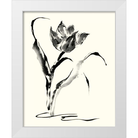 Studies in Ink - Tulip White Modern Wood Framed Art Print by Rae, Nan