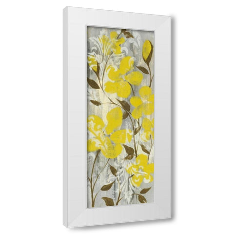 Buttercups on Grey II White Modern Wood Framed Art Print by Goldberger, Jennifer