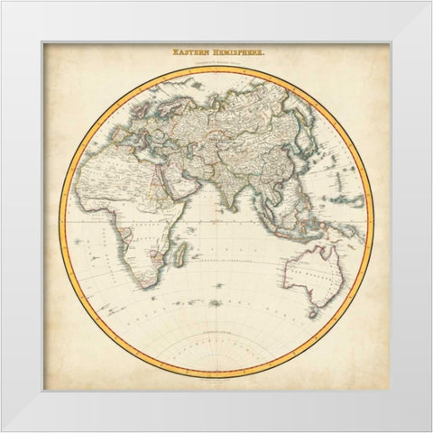 1812 Eastern Hemisphere White Modern Wood Framed Art Print by Pinkerton
