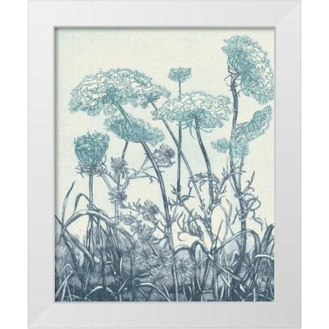 Indigo Fields II White Modern Wood Framed Art Print by Vision Studio
