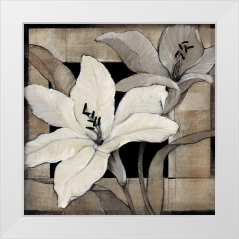 Dramatic Lily Grid I White Modern Wood Framed Art Print by OToole, Tim