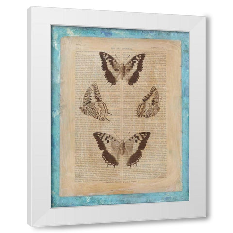Bookplate Butterflies II White Modern Wood Framed Art Print by Vision Studio