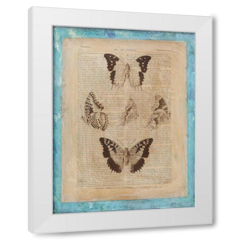 Bookplate Butterflies IV White Modern Wood Framed Art Print by Vision Studio