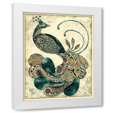 Royal Peacock I White Modern Wood Framed Art Print by Zarris, Chariklia