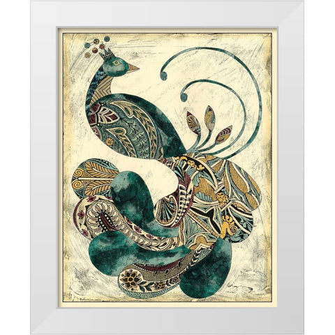 Royal Peacock I White Modern Wood Framed Art Print by Zarris, Chariklia