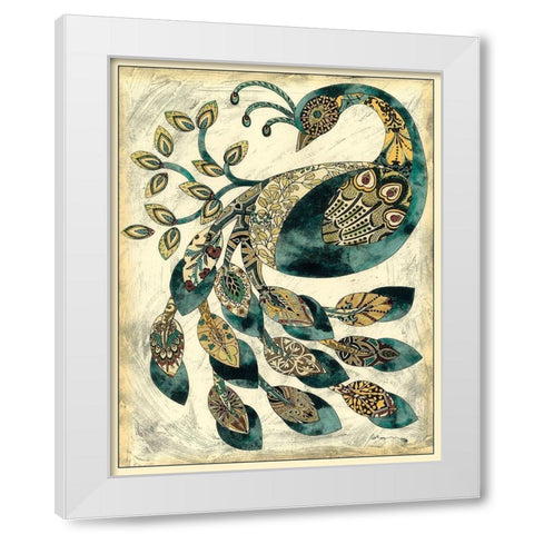 Royal Peacock II White Modern Wood Framed Art Print by Zarris, Chariklia