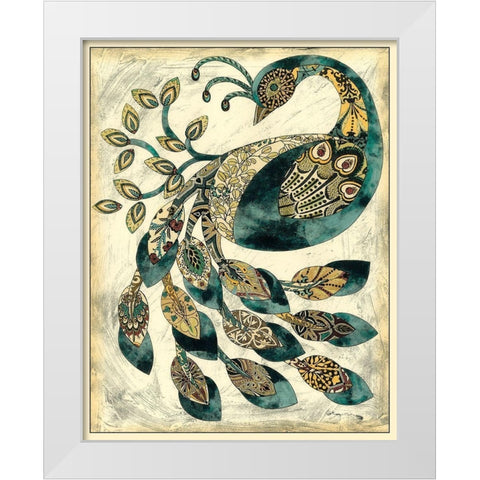 Royal Peacock II White Modern Wood Framed Art Print by Zarris, Chariklia