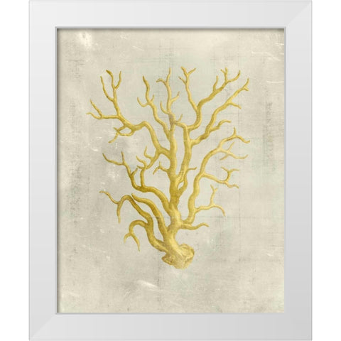 Coral in Mustard  White Modern Wood Framed Art Print by Vision Studio