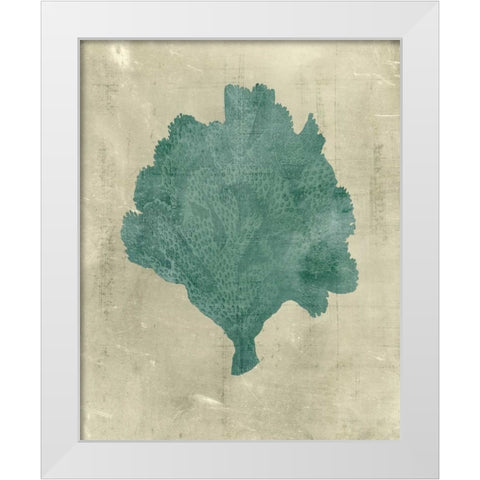 Coral in Teal White Modern Wood Framed Art Print by Vision Studio