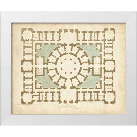 Plan in Taupe and Spa II White Modern Wood Framed Art Print by Vision Studio