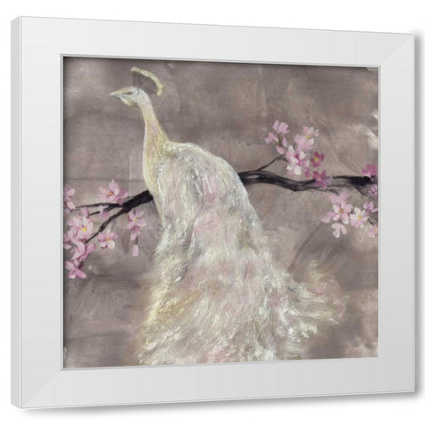 Peacock Serenity II White Modern Wood Framed Art Print by Goldberger, Jennifer