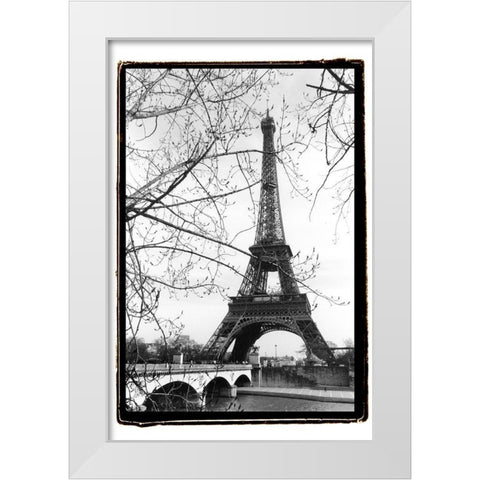 Eiffel Tower Along The Seine River White Modern Wood Framed Art Print by DeNardo, Laura