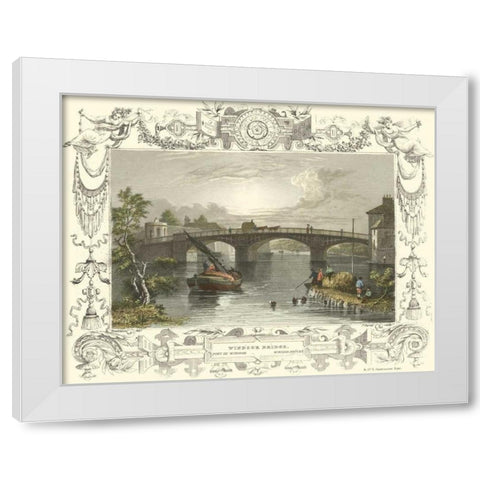 Windsor Bridge White Modern Wood Framed Art Print by Tombleson