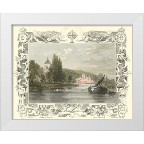 Bisham Abbey White Modern Wood Framed Art Print by Tombleson