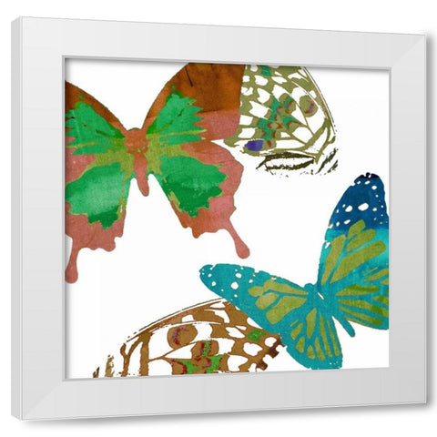 Scattered Butterflies I White Modern Wood Framed Art Print by Jasper, Sisa