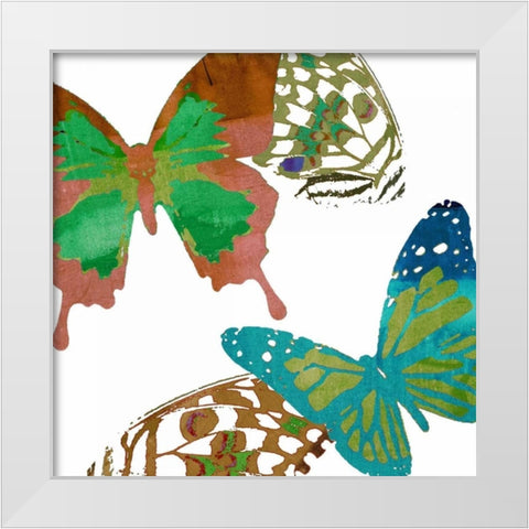 Scattered Butterflies I White Modern Wood Framed Art Print by Jasper, Sisa
