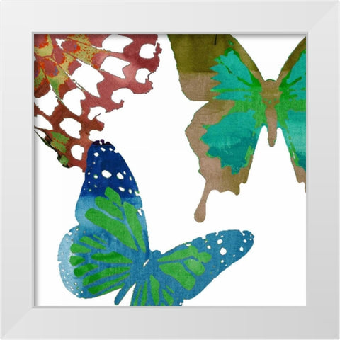 Scattered Butterflies II White Modern Wood Framed Art Print by Jasper, Sisa