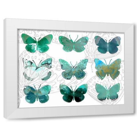 Layered Butterflies I White Modern Wood Framed Art Print by Jasper, Sisa