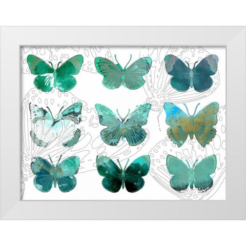 Layered Butterflies I White Modern Wood Framed Art Print by Jasper, Sisa