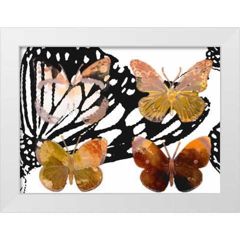 Layered Butterflies III White Modern Wood Framed Art Print by Jasper, Sisa