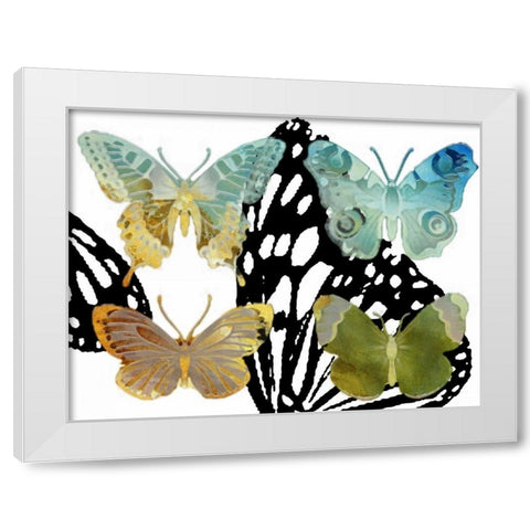 Layered Butterflies IV White Modern Wood Framed Art Print by Jasper, Sisa