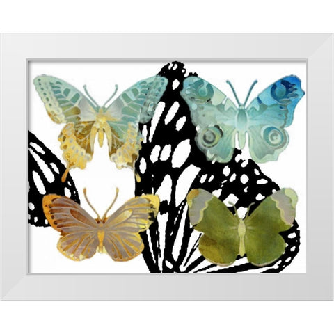 Layered Butterflies IV White Modern Wood Framed Art Print by Jasper, Sisa