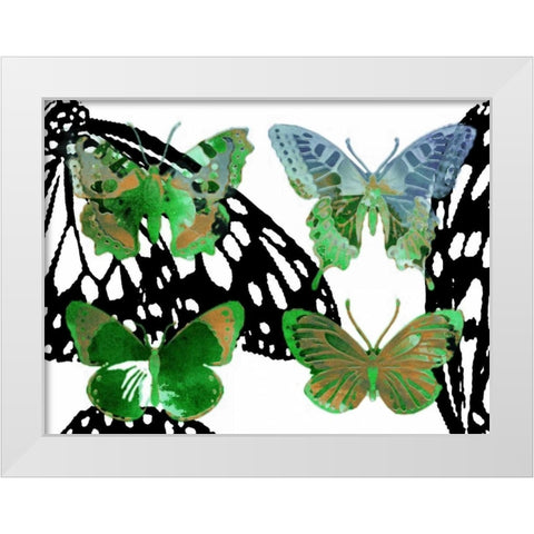 Layered Butterflies V White Modern Wood Framed Art Print by Jasper, Sisa