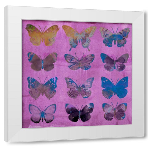 Butterflies on Magenta White Modern Wood Framed Art Print by Jasper, Sisa