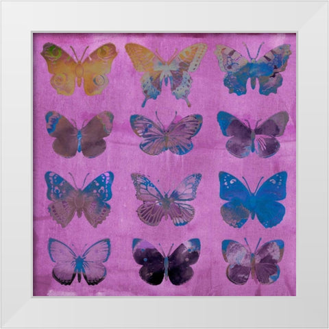 Butterflies on Magenta White Modern Wood Framed Art Print by Jasper, Sisa