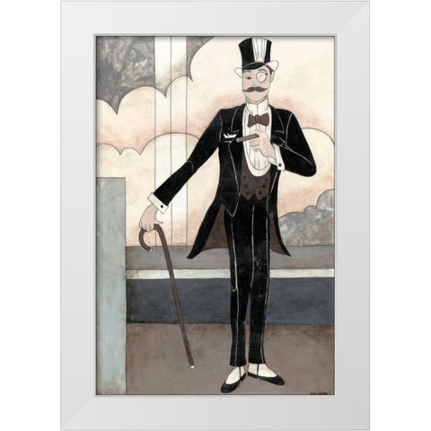 Art Deco Gentleman White Modern Wood Framed Art Print by Meagher, Megan