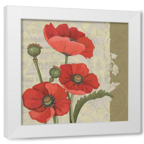 Paris Poppy II White Modern Wood Framed Art Print by Zarris, Chariklia