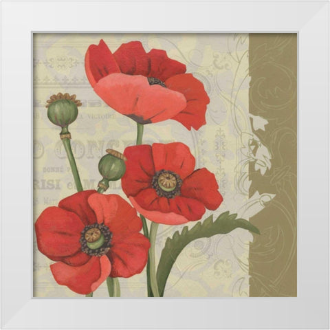 Paris Poppy II White Modern Wood Framed Art Print by Zarris, Chariklia