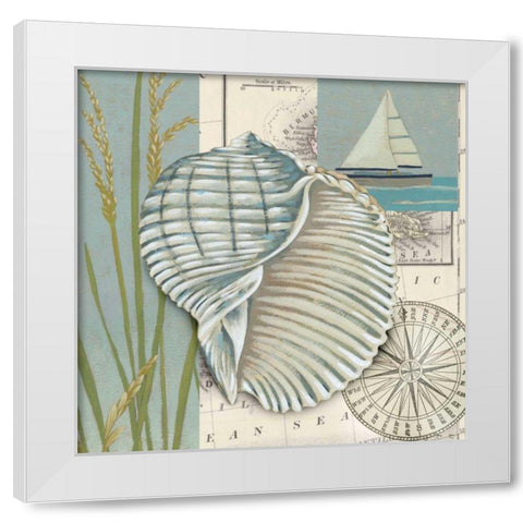 Seaside Shell I White Modern Wood Framed Art Print by Zarris, Chariklia