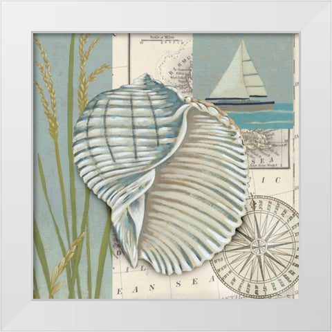 Seaside Shell I White Modern Wood Framed Art Print by Zarris, Chariklia