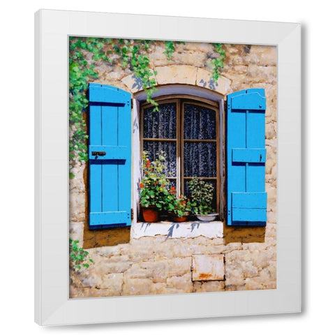 Blue Shutters White Modern Wood Framed Art Print by Swanson, Michael