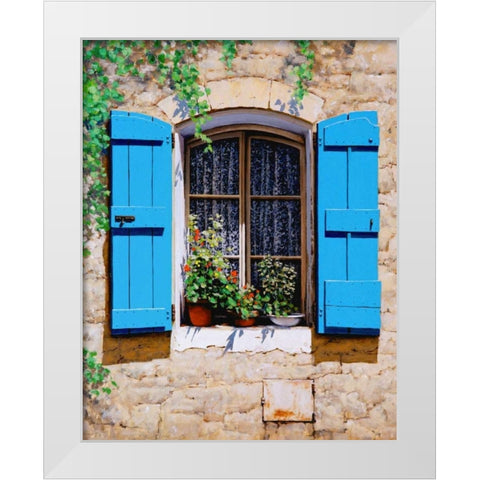 Blue Shutters White Modern Wood Framed Art Print by Swanson, Michael