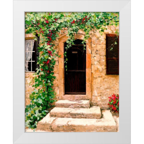 Sunlit Vines White Modern Wood Framed Art Print by Swanson, Michael
