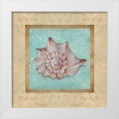 Shell and Damask II White Modern Wood Framed Art Print by Broughton, Rita