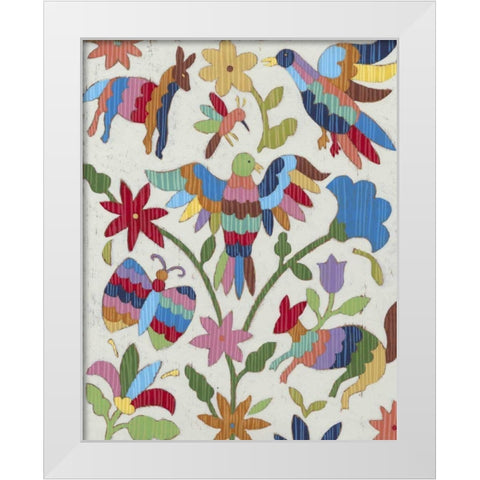 Otomi Embroidery II White Modern Wood Framed Art Print by Zarris, Chariklia