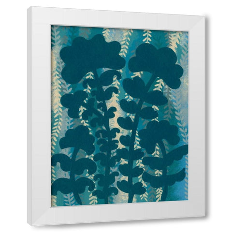 Blueberry Blossoms IV White Modern Wood Framed Art Print by Zarris, Chariklia